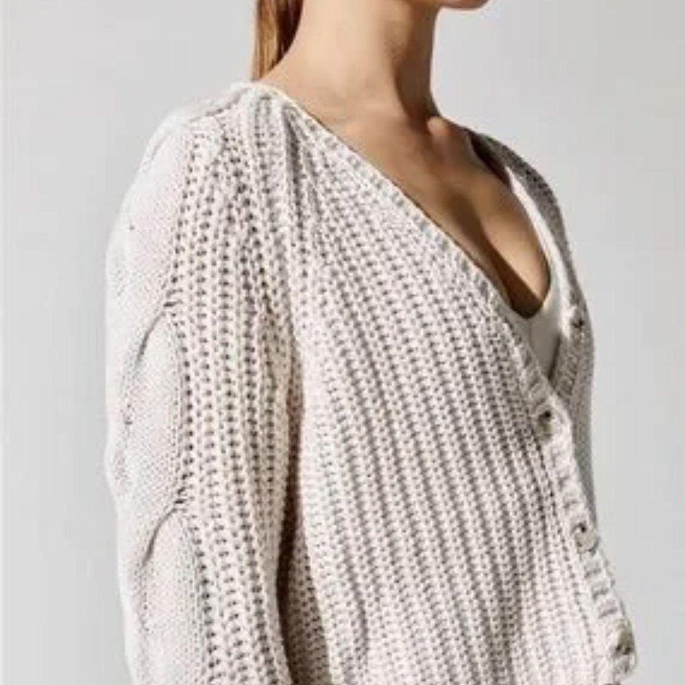 525 America Cardigan Cable knit armslong sleeves Cotton, Color: Bare, Size Small